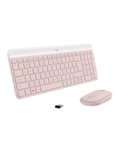 Logitech MK470 Slim Combo, Ultra İnce, Kompakt ve Sessiz Kablosuz English US Q Klavye ve Mouse Seti - Pembe