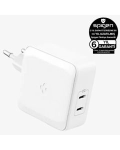 Spigen 45W USB-C Güç Adaptörü 2 Port (Akım Korumalı) 20W/45W Type-C Hızlı iPhone & Android & iPad & Macbook Şarj Cihazı Değiştirilebilir Travel ArcStation PE2010 White - ACH02613